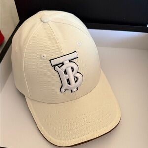 Burberry Canvas TB Monogram Baseball Cap with white/black Trim